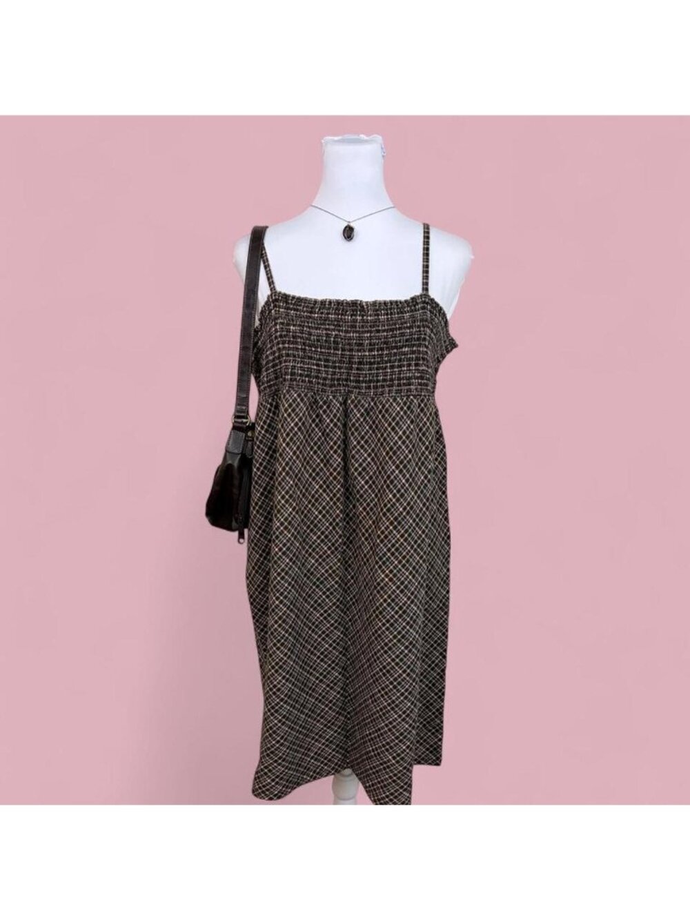 y2k plaid smocked grunge dress
